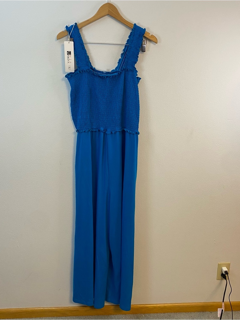 Unia‎ Unkiya NWT Blue Jumpsuit Ruffles Womens Large